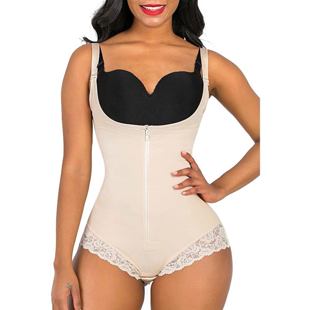 SHAPERX Shapewear Tummy Control Fajas Body Shaper Zipper Open Bust Bodysuit